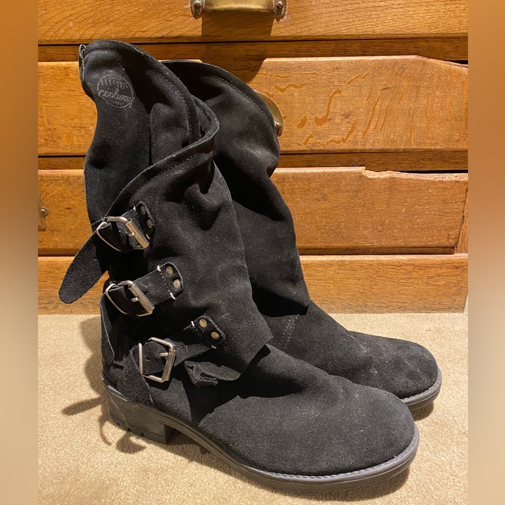 Coolway Black Suede Motorcycle Boots
